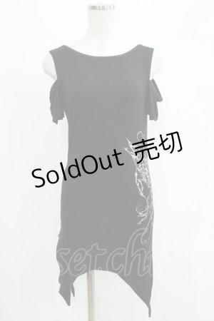 画像: Sixh / 縫合オフショルカットソー  黒 H-25-06-27-1068-HN-TO-KB-ZH