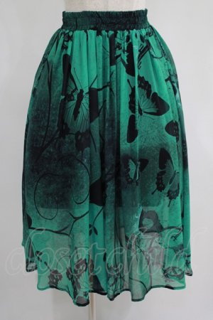 画像: NieR Clothing / GREEN BUTTERFLY SHEER SKIRT  グリーン H-25-06-27-1013-PU-SK-KB-ZH