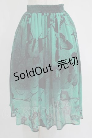 画像: NieR Clothing / GREEN BUTTERFLY SHEER SKIRT  グリーン H-25-06-27-1013-PU-SK-KB-ZH