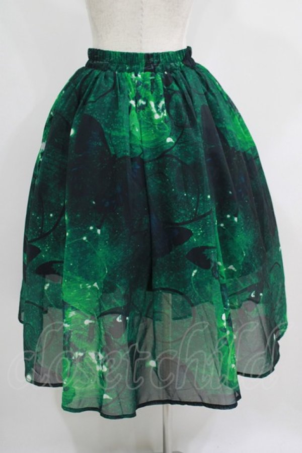 画像3: NieR Clothing / GREEN BUTTERFLY SHEER SKIRT  グリーン H-25-06-28-1005-PU-SK-KB-ZH (3)