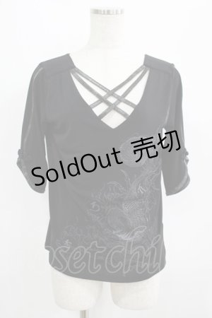 画像: Qutie Frash / クロスインナートップス  黒×黒 H-25-06-28-1012-QU-TO-KB-ZH