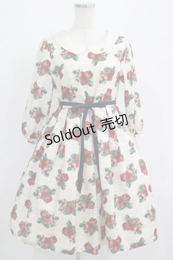 画像1: Leur Getter / Sweet Strawberry袖付きワンピース  オフ白 H-25-06-28-1002-LU-OP-KB-ZH (1)