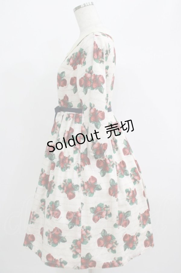 画像2: Leur Getter / Sweet Strawberry袖付きワンピース  オフ白 H-25-06-28-1002-LU-OP-KB-ZH (2)