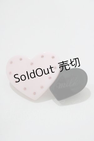 画像: MILK / ダブルハートバレッタ  ピンク×ブラック H-25-06-28-1023-ML-AC-KB-ZH