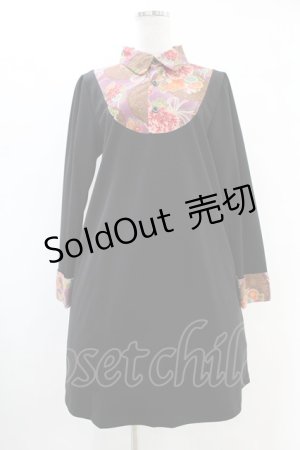 画像: Despair / 和柄切り替えトラペーズワンピース  紫（菊と組紐） H-25-10-24-043-GO-OP-KB-ZH