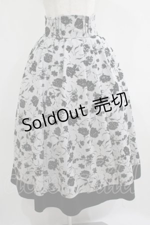 画像: axes femme / フロッキーフラワー柄スカート Free グレー H-25-06-29-1021-AX-SK-NS-ZH