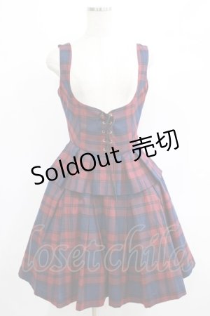 画像: Victorian maiden / ブリティッシュチェックレースアップジャンパースカート Free Cherry H-25-06-29-1026-CL-OP-NS-ZH