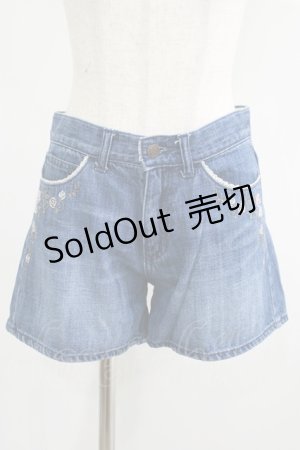 画像: axes femme / バラ刺繍デニムショートパンツ M ブルー H-25-06-29-1042-AX-PA-NS-ZH