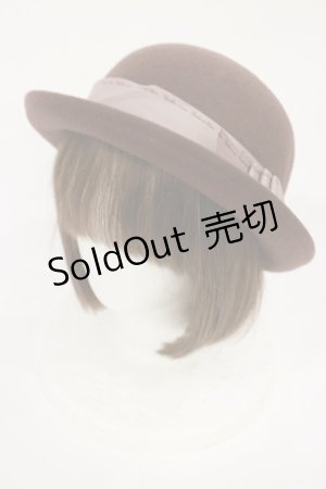 画像: axes femme / パール付きリボンボーラー帽  ブラウン H-25-06-29-033-AX-AC-NS-ZH