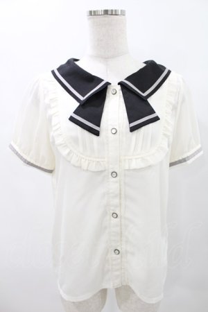 画像: axes femme POETIQUE / セーラーデザインブラウス M アイボリー/ブラック H-25-06-30-033-AX-BL-NS-ZH