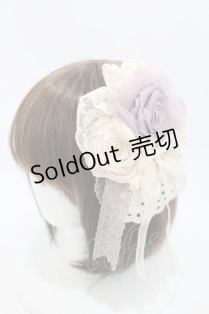 画像: Hoshibako Works / 小夜啼鳥と薔薇 リボンローズクリップ  生成り/ラベンダー H-25-06-30-005-LO-AC-NS-ZH