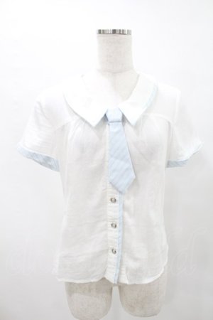 画像: Blue rouge / タイ付き半袖ブラウス Free オフ/サックス H-25-06-30-036-CA-BL-NS-ZH