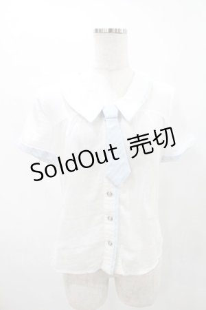 画像: Blue rouge / タイ付き半袖ブラウス Free オフ/サックス H-25-06-30-036-CA-BL-NS-ZH