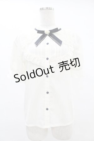 画像: axes femme POETIQUE / 花ブローチ付プチスタンドブラウス M オフ H-25-06-30-1046-AX-BL-NS-ZH