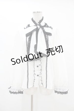 画像: DearMyLove / レースフリルたっぷり上品ボウタイリボンブラウス L オフ H-25-06-30-1047-EL-BL-NS-ZH