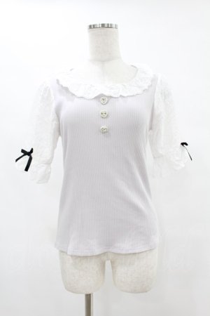 画像: DearMyLove / 大きめリボンフリルビジュートップス M グレー H-25-06-30-1051-EL-TO-NS-ZH