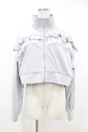 画像: DearMyLove / ハイネックフリルレースリボンパーカー M~L ブルーグレー H-25-06-30-1055-EL-TO-NS-ZH