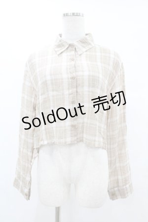 画像: DearMyLoveRose / シアーチェックショートシャツ M~L ベージュ H-25-06-30-1056-EL-BL-NS-ZH