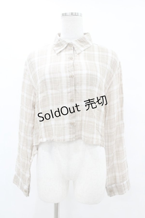 画像1: DearMyLoveRose / シアーチェックショートシャツ M~L ベージュ H-25-06-30-1056-EL-BL-NS-ZH (1)