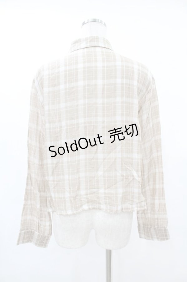 画像2: DearMyLoveRose / シアーチェックショートシャツ M~L ベージュ H-25-06-30-1056-EL-BL-NS-ZH (2)