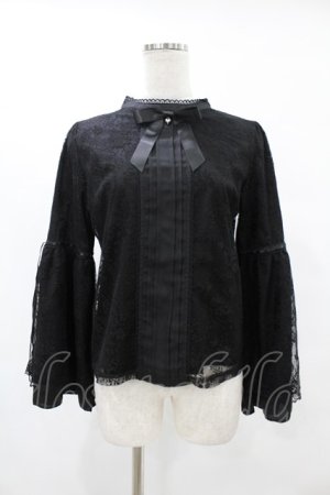 画像: axes femme POETIQUE / リボン付レース姫袖ブラウス M ブラック H-25-06-30-1063-AX-BL-NS-ZH