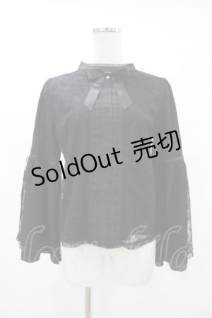 画像: axes femme POETIQUE / リボン付レース姫袖ブラウス M ブラック H-25-06-30-1063-AX-BL-NS-ZH