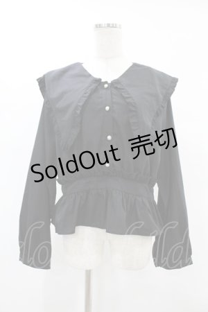 画像: DearMyLoveRose / ビッグフリル襟ペプラムブラウス 3L ブラック H-25-06-30-1064-EL-BL-NS-ZH