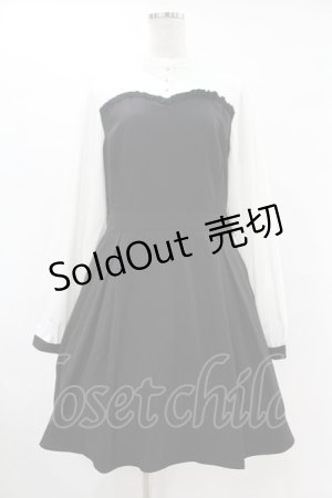 画像: DearMyLoveRose / フリルスタンドカラービスチェワンピース 3L ブラック H-25-06-30-1022-EL-OP-NS-ZH