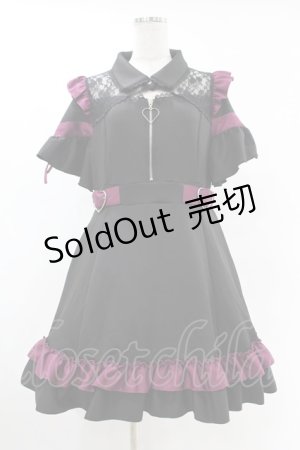 画像: DearMyLove / デコルテレースジャージワンピ LL ブラック H-25-06-30-1024-EL-OP-NS-ZH