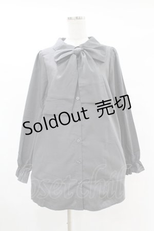 画像: DearMyLove / ボウタイチュニックシャツワンピース LL チャコール H-25-06-30-1027-EL-OP-NS-ZH