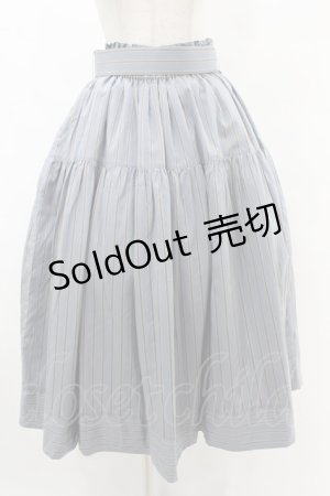 画像: ROSA BIANCA / トラディショナルストライプのギャザースカート 表記なし スモーキーサックス H-25-06-30-1028-EL-SK-NS-ZH