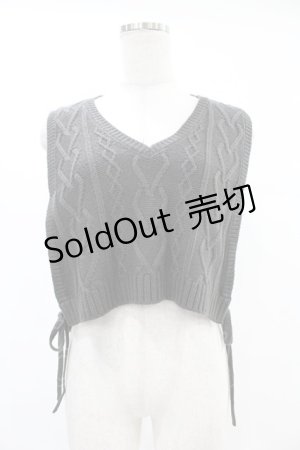 画像: DearMyLoveRose / サイドリボンショートニットベスト LL~3L チャコール H-25-06-30-1036-EL-TO-NS-ZH