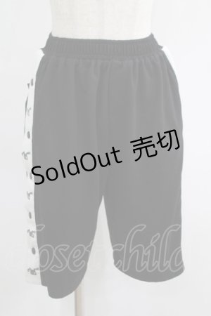 画像: NieR Clothing / サイド切替ハーフパンツ  黒×白 H-25-07-01-032-PU-PA-KB-ZH