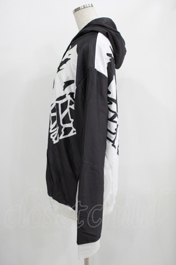 画像2: NieR Clothing / 防寒裏起毛パーカー  黒×白 H-25-07-01-039-PU-TO-KB-ZH (2)