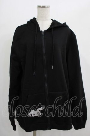 画像: NieR Clothing / 刺繍ZIPパーカー  黒 H-25-07-01-042-PU-TO-KB-ZH