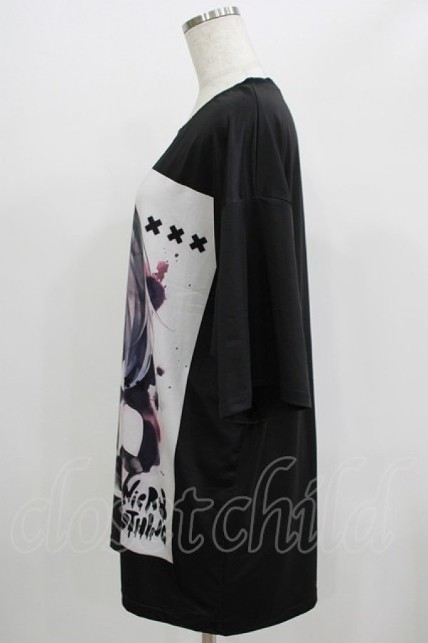 画像2: NieR Clothing / プリント半袖CUTSEW  黒 H-25-07-01-046-PU-TO-KB-ZH (2)