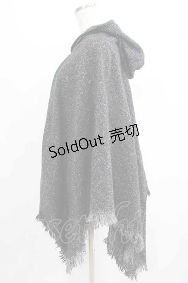 画像2: NieR Clothing / フード付きニットポンチョ  グレー H-25-07-01-050-PU-JA-KB-ZT192 (2)