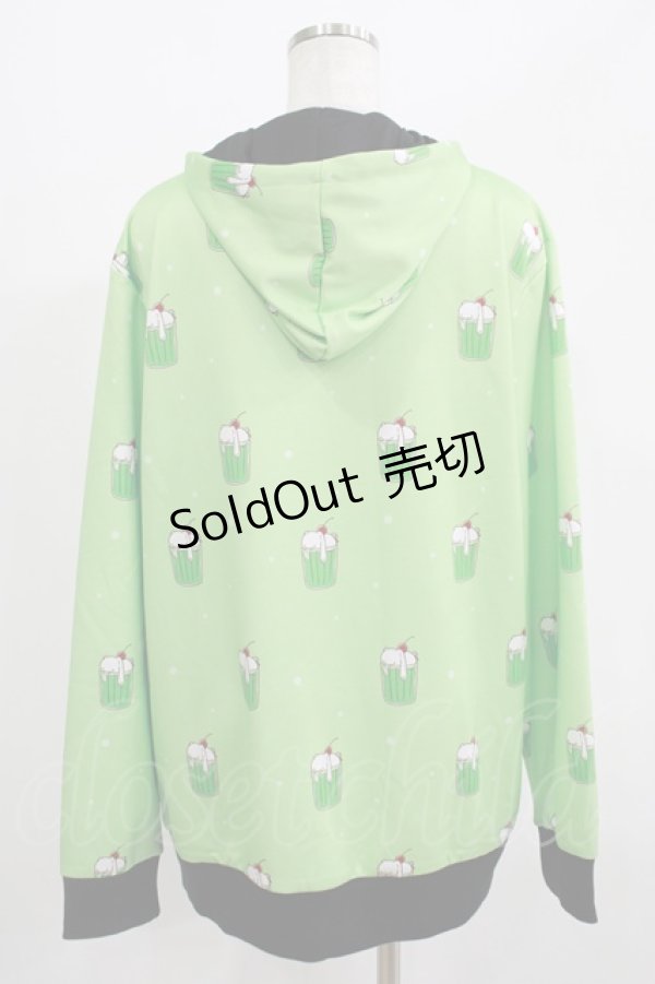 画像3: NieR Clothing / 総柄ZIPパーカー  ミントグリーン H-25-07-01-051-PU-TO-KB-ZH (3)