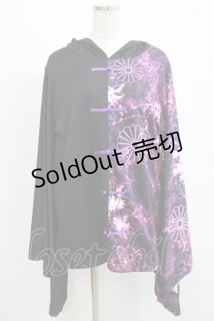 画像: NieR Clothing / 着物風袖チャイナプルパーカー  黒 H-25-07-01-052-PU-TO-KB-ZH
