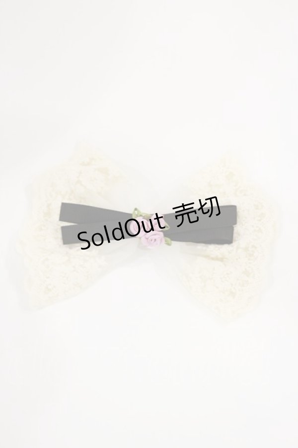 画像1: m petit by misako / リボンバレッタ  ブラック/アイボリー H-25-07-01-1011-LO-AC-YZ-ZH (1)