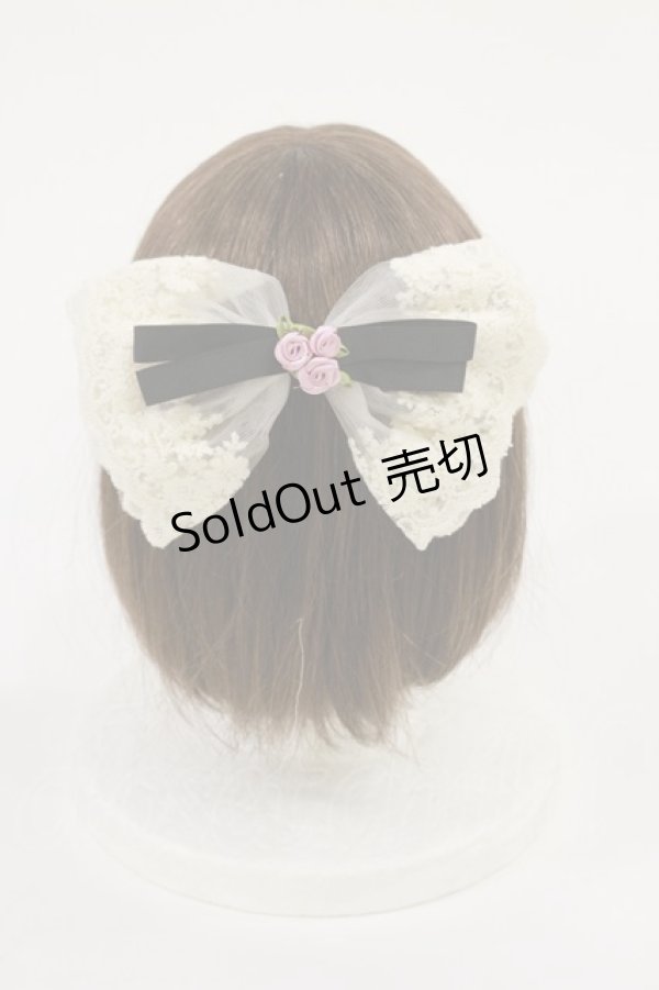 画像4: m petit by misako / リボンバレッタ  ブラック/アイボリー H-25-07-01-1011-LO-AC-YZ-ZH (4)