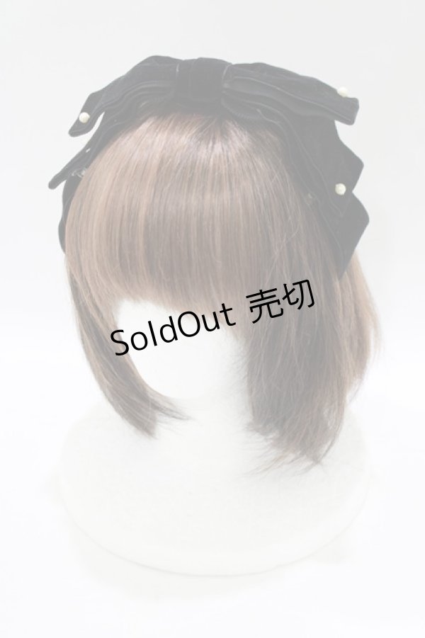 画像1: Melody BasKet / ベルベットリボンクリップ  ブラック H-25-07-01-063-LO-AC-KB-ZH (1)