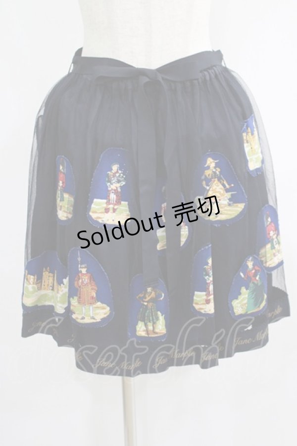 画像1: Jane Marple / Old Englandのデコパージュスカート  ネイビー H-25-07-01-009-JM-SK-KB-ZH (1)