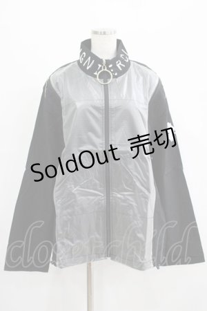 画像: NieR Clothing / 切替リングZIPブルゾン  黒×シルバー H-25-07-01-011-PU-JA-KB-ZH