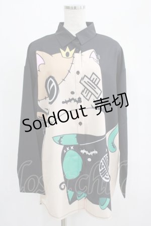 画像: NieR Clothing / プリントLONG SHIRT  黒×ミケ×シエル H-25-07-01-012-PU-BL-KB-ZH
