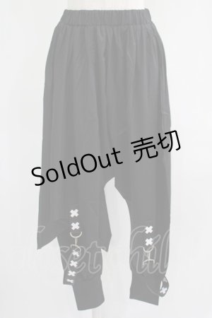 画像: NieR Clothing / レイヤード風サルエルパンツ  黒 H-25-07-01-014-PU-PA-KB-ZH