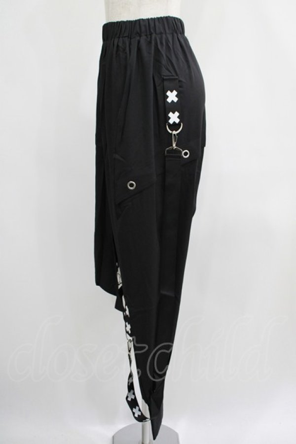 画像2: NieR Clothing / レイヤード風サルエルパンツ  黒 H-25-07-01-014-PU-PA-KB-ZH (2)