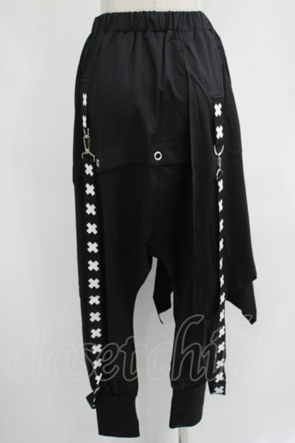 画像3: NieR Clothing / レイヤード風サルエルパンツ  黒 H-25-07-01-014-PU-PA-KB-ZH (3)