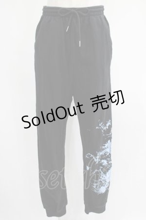 画像: NieR Clothing / プリントSWEAT PANTS  黒 H-25-07-01-017-PU-PA-KB-ZH