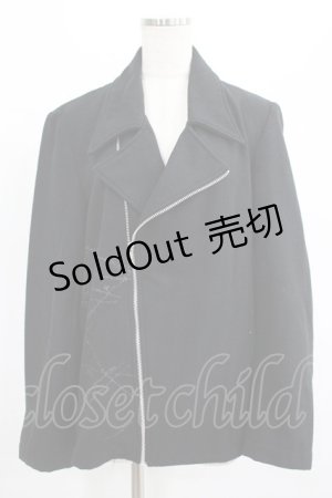 画像: h.ANARCHY / ライダースカラーコート  黒 H-25-07-02-1027-HN-CO-KB-ZT-C025